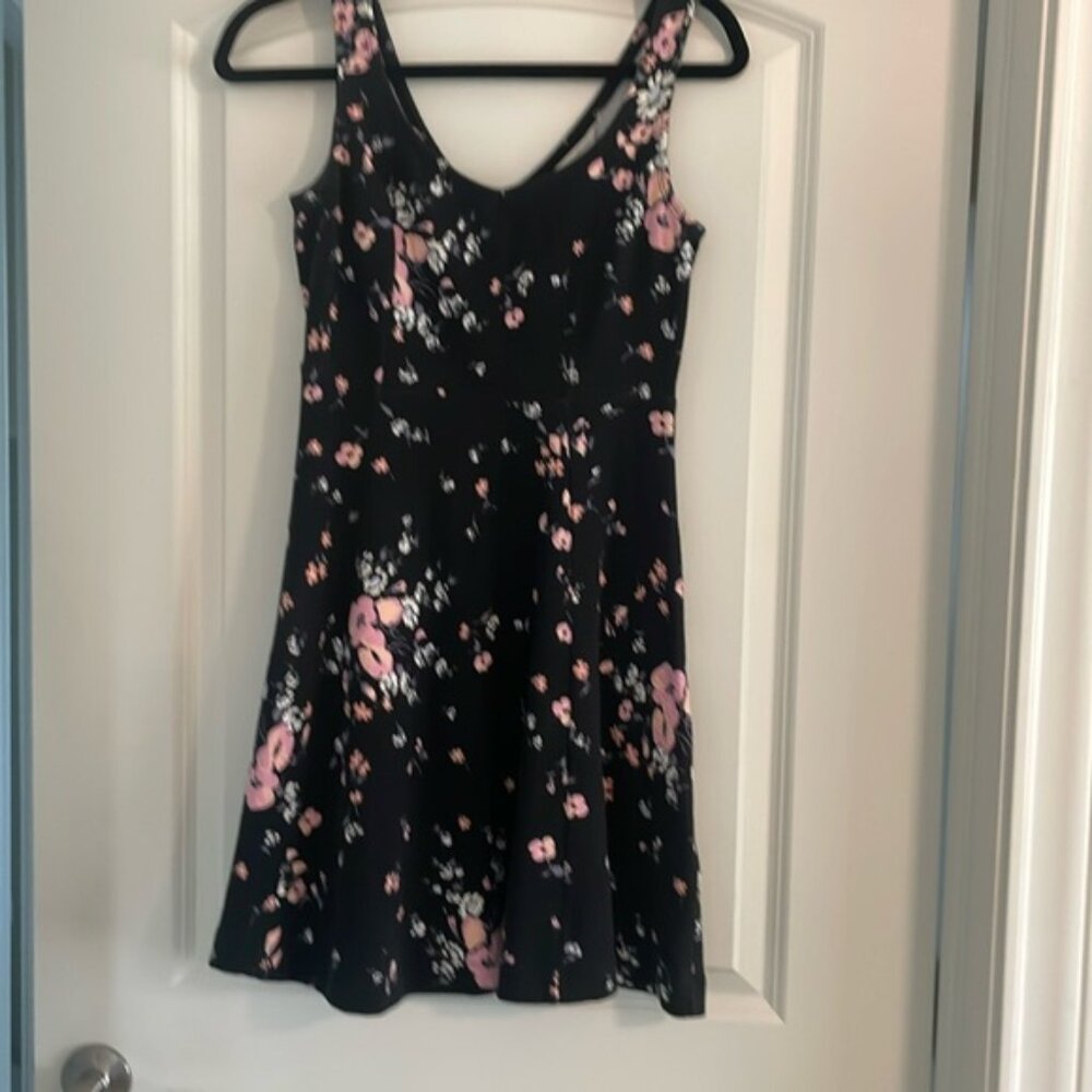 LC Lauren Conrad Black and Pink Sleeveless A-Line Dress